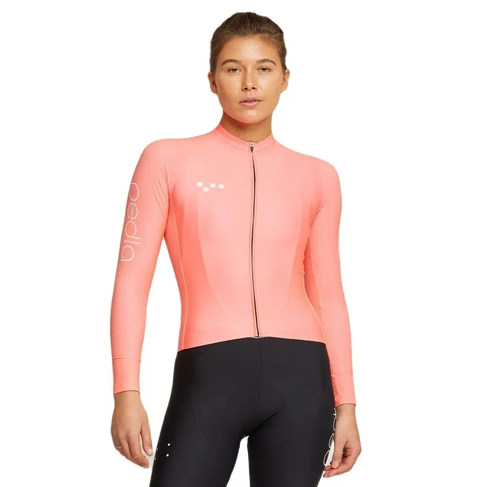 The Pedla Team Women Pro Cycling Jersey BOLD Print Coolmax Long Sleeve Riding Tops Wear Coolmax Bicycle Shirts Pink Blue - Image 5