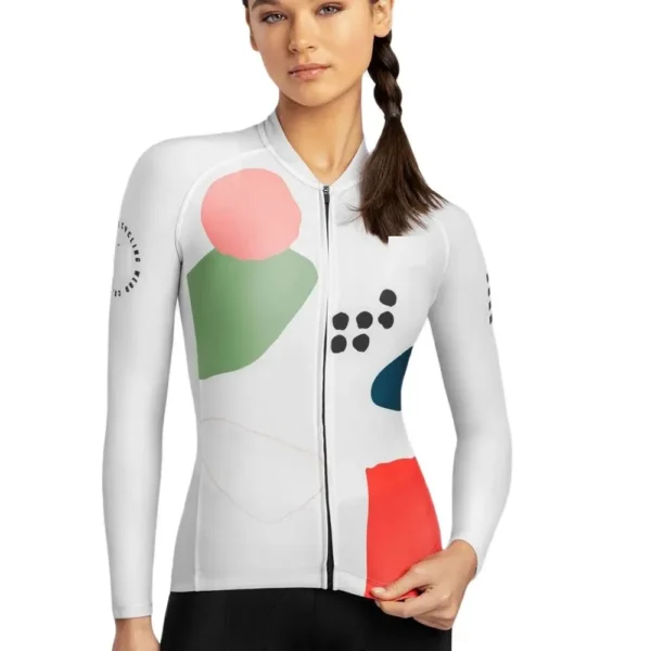 Pink White 2023 Women Pro Cycling Jersey Coolmax Long Sleeve Riding Bike Shirts Coolmax Bicycle Tops Wear Pink Blue