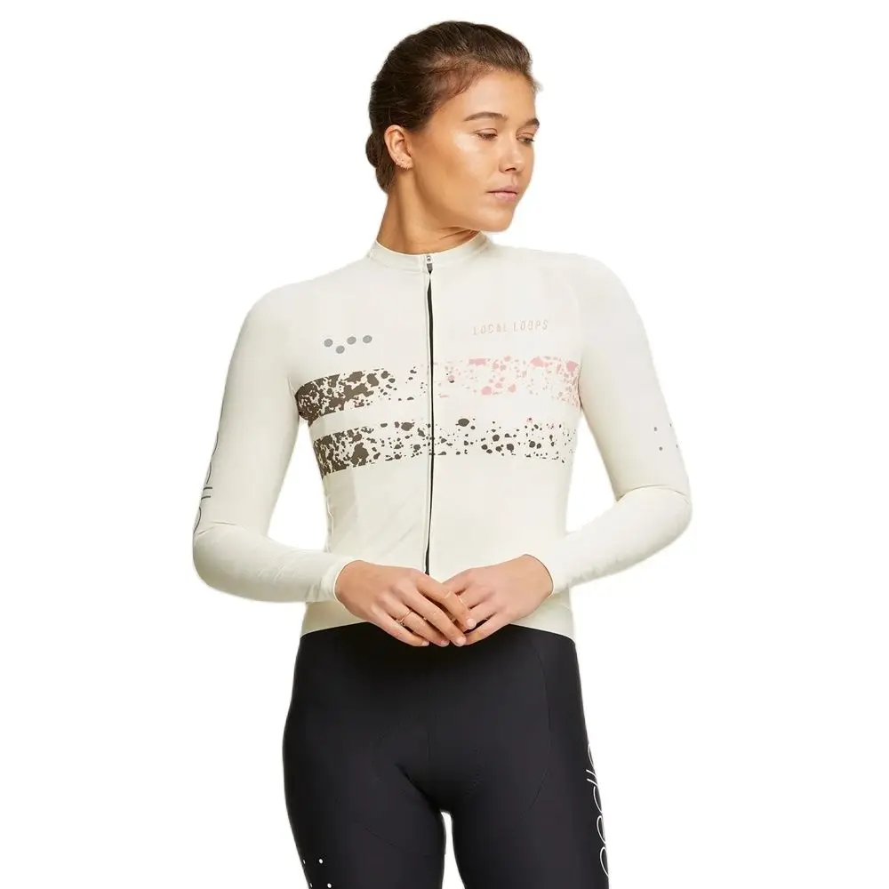 The Pedla Team Women Pro Cycling Jersey BOLD Print Coolmax Long Sleeve Riding Tops Wear Coolmax Bicycle Shirts Pink Blue - Image 3