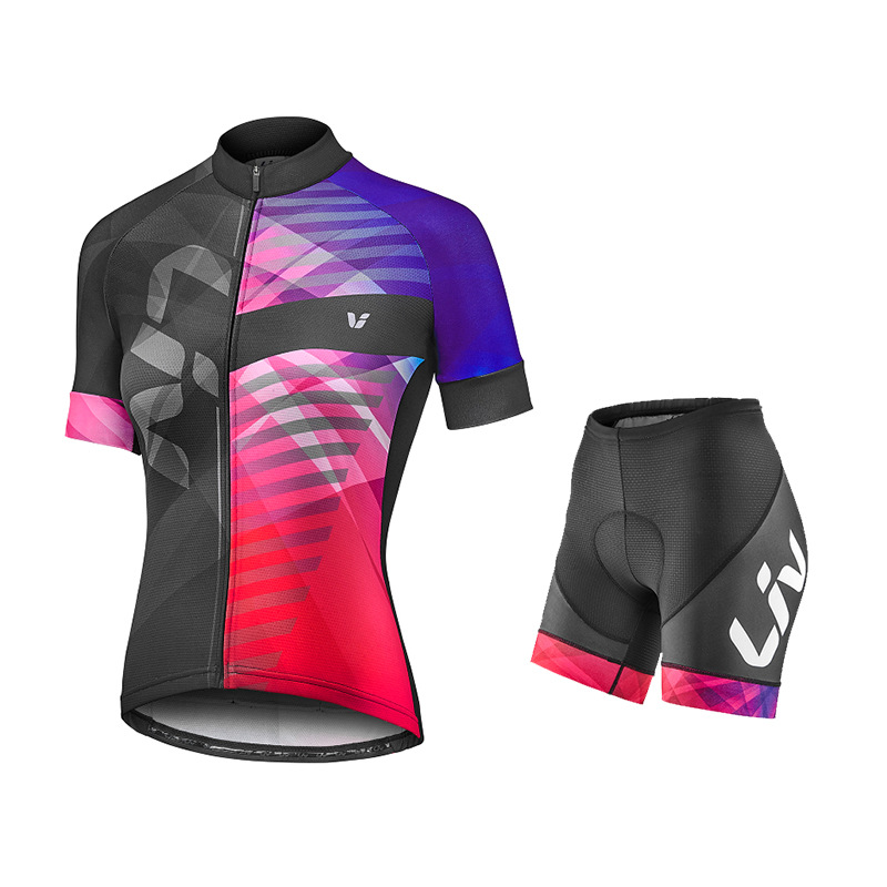 LIV Summer Short-Sleeved Cycling Jersey Suit Women's Slim Breathable Road Cycling Clothing - Image 2