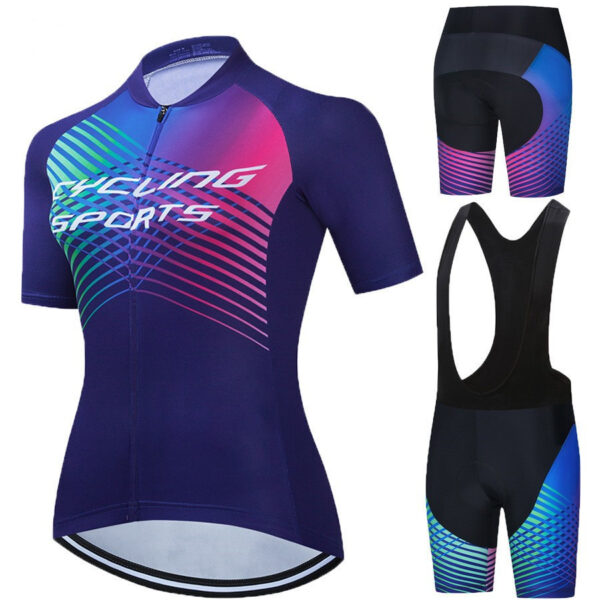 Hot Selling Summer Cycling Jersey Team Version Women's Slim Road Cycling Jersey Short-Sleeved Suspender Suit Breathable