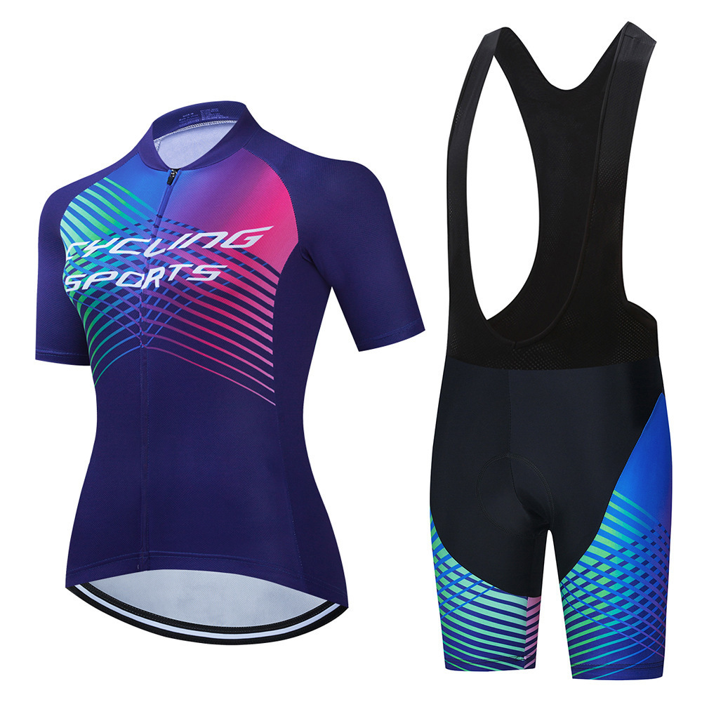 Hot Selling Summer Cycling Jersey Team Version Women's Slim Road Cycling Jersey Short-Sleeved Suspender Suit Breathable - Image 5